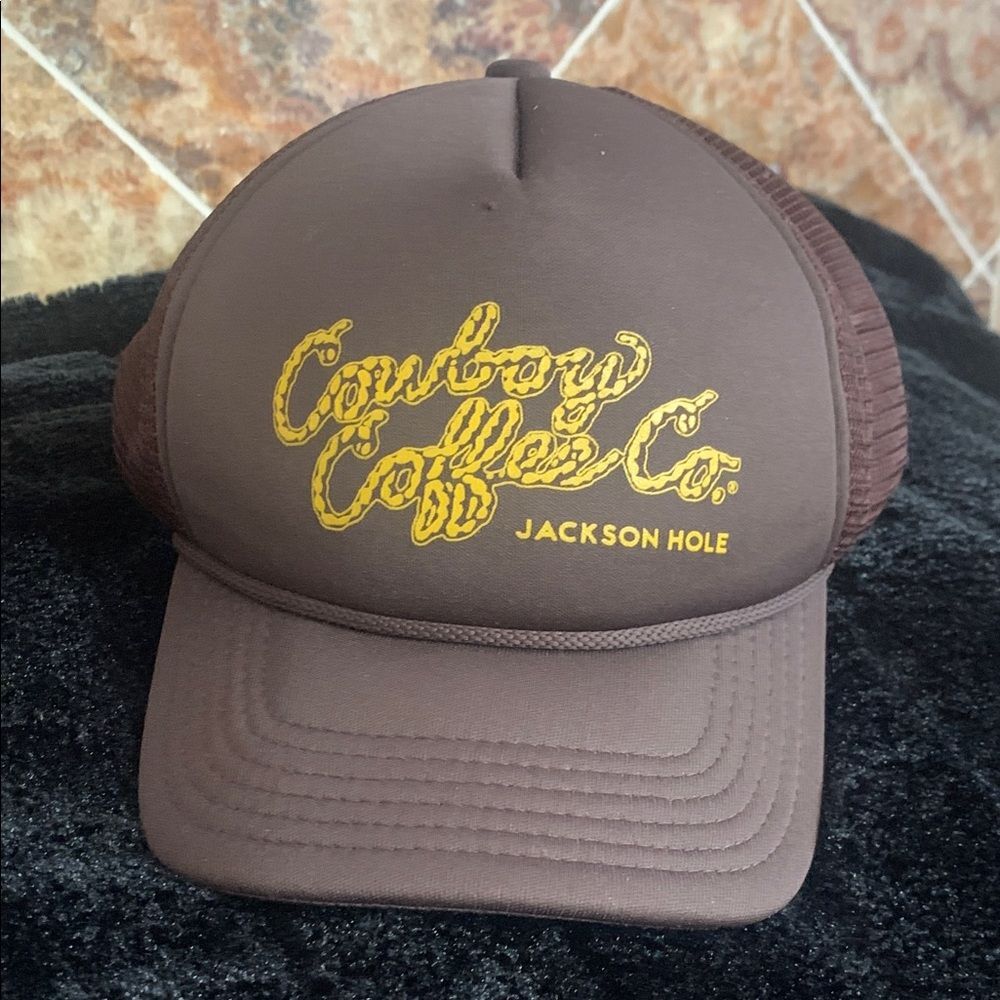NWOT Cowboy Coffee Co Jackson Hole Brown Foam Trucker Hat Snapback
